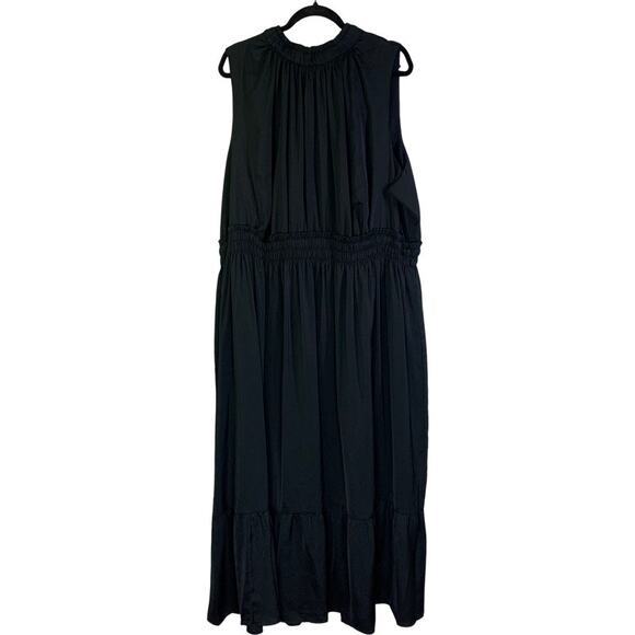 A NEW DAY Dress Maxi‎ Black Crew Neck Ruched Side Hem Sleeveless Keyhole XXL - Picture 1 of 13